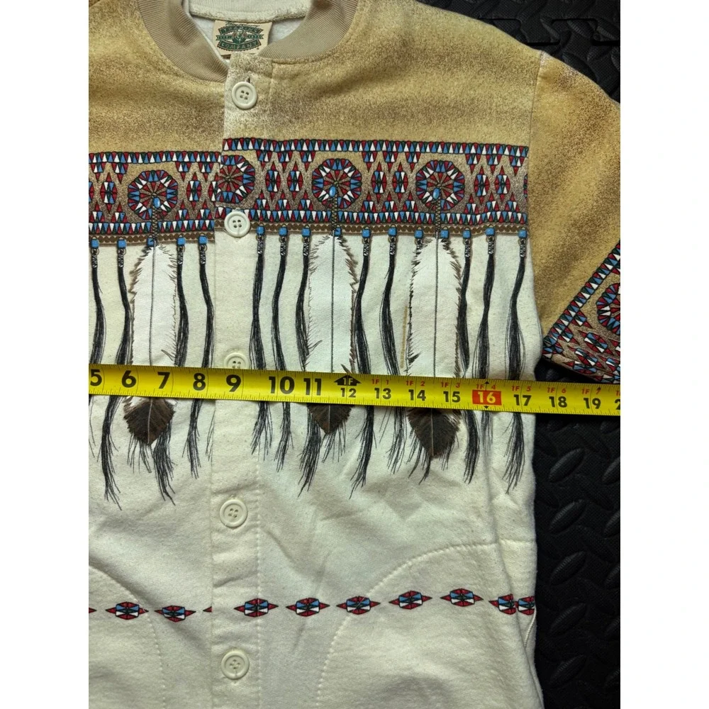 Fred Harvey Trading Company Southwestern Feather Graphic Button Sweatshirt S USA